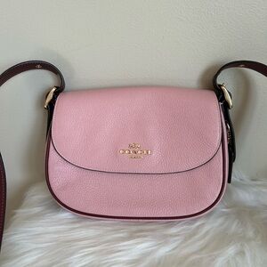 Coach Elle Saddle Bag‎ Pink Pebbled Leather Crossbody CF383